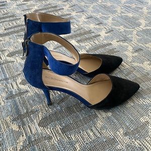 BCBGeneration Black & Blue Suede Ankle Strap Heels 9